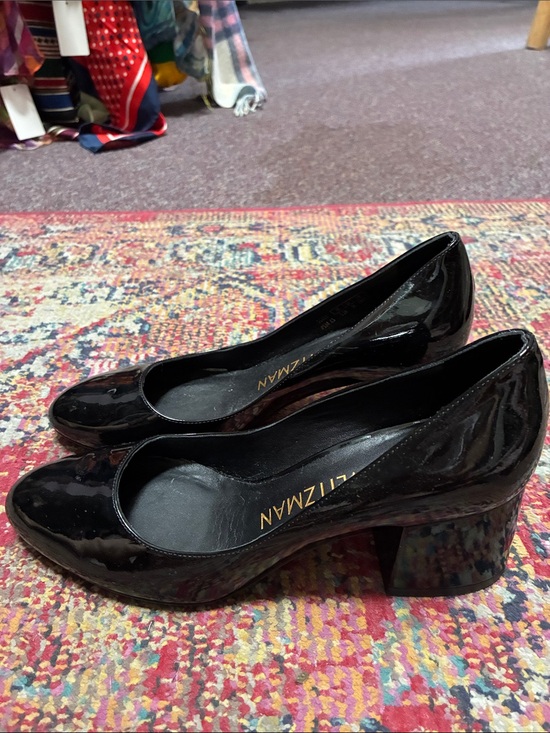 Stuart Weitzman Shoes - Stuart Weitzman Black Patent Block Heel Pumps